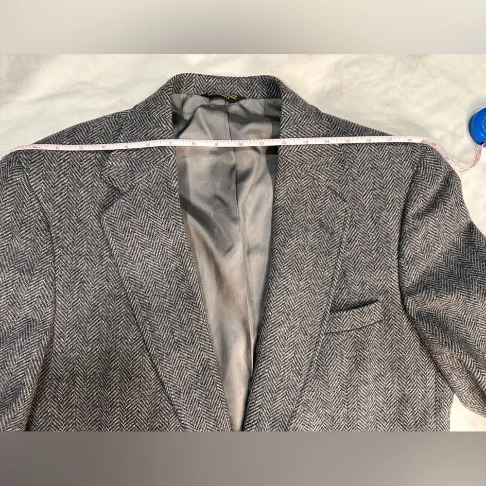 44L Adams Row USA Mens Vintage 2 Button Pure Wool Tweed Blazer Sport Coat Jacket - Picture 11 of 14